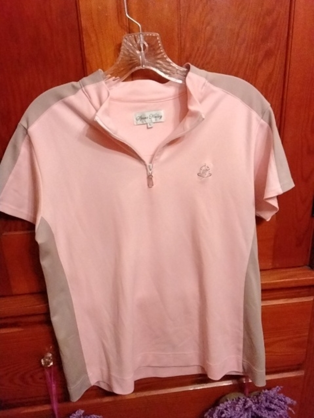 Womes Light Pink Active Zip Polo Shirt - Brand: